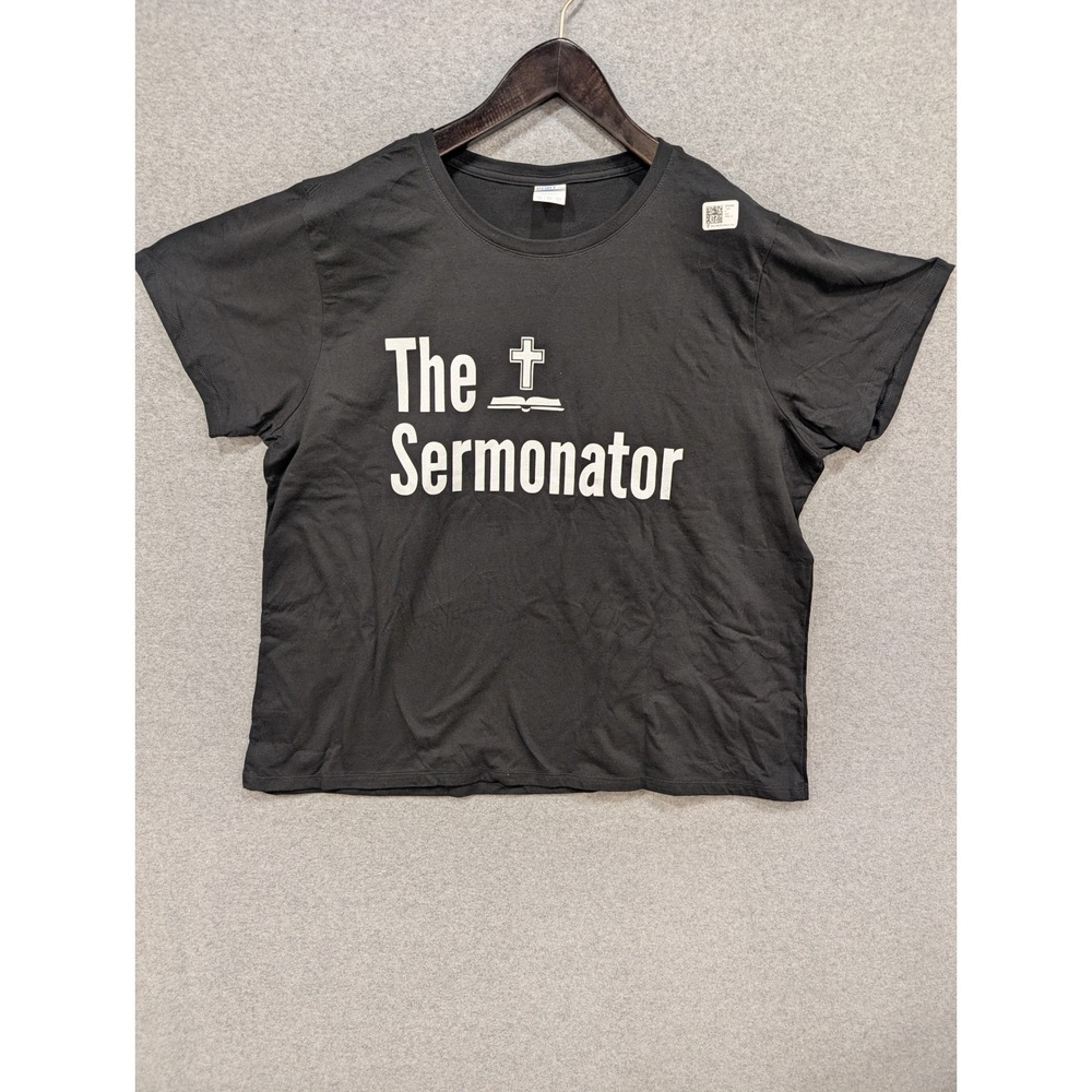 The Sermonator T Shirt Womens 3XL‎ Black Christian Humor Novelty Graphic Tee